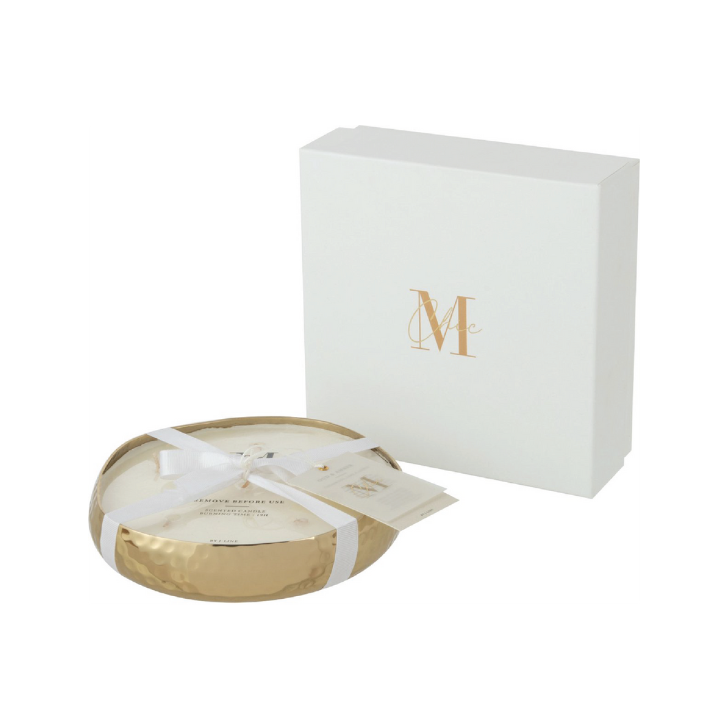 J-Line geurkaars Livia metaal goud medium 19x19x4,5cm
