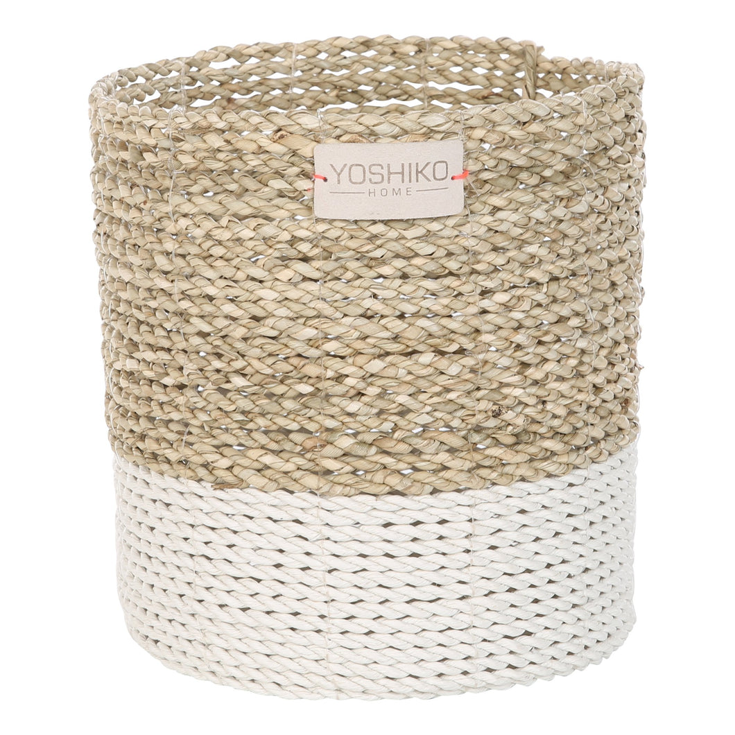 Yoshiko Homeware Lombok opbergmand naturel/wit Small D14 x H16 cm