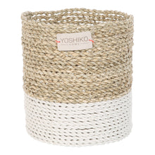Afbeelding in Gallery-weergave laden, Yoshiko Homeware Lombok opbergmand naturel/wit Medium D16 x H18 cm
