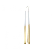 Afbeelding in Gallery-weergave laden, Rustik Lys tweelingkaars wit goud 2,2x29cm
