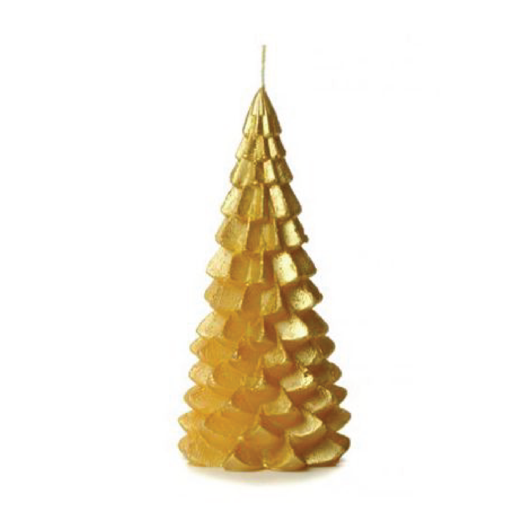 Rustik Lys kaars kerstboom goud 1 stuk 10x20cm