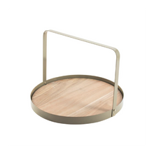 Afbeelding in Gallery-weergave laden, Gusta serveerplank met bamboe ø 35 cm beige
