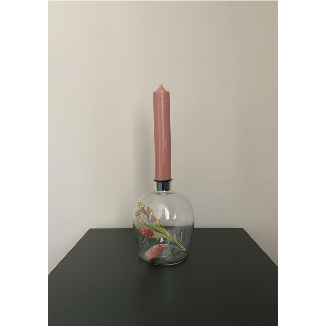 Home Society kandelaar Olet CL L compleet met droogbloemen en kaars
